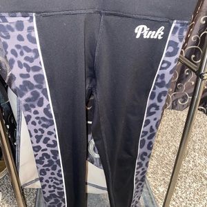 PINK black/purple-grey cheetah print leggings with side pockets